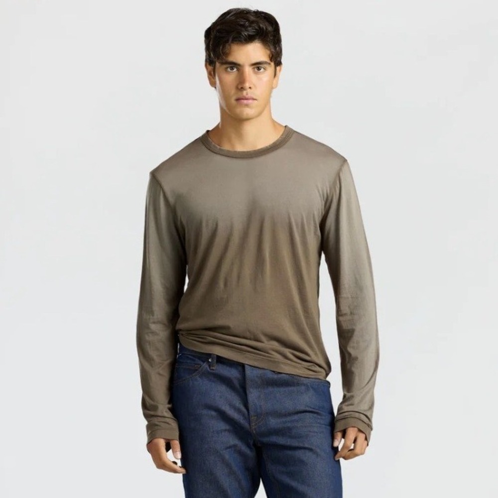Cotton Citizen Men's Prince Long Sleeve Shirt in Chai Cast Ombre Wash NEW Medium